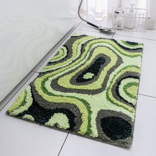 Feblilac Dizzy Green Leave Rectangle Bath Mat 50x80cm