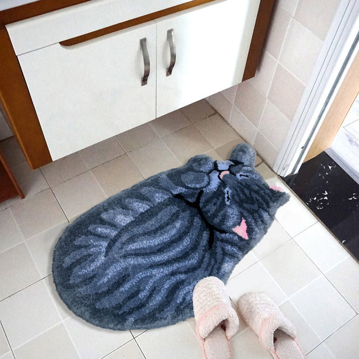 Feblilac Cute Cat Tufted Bath Mat