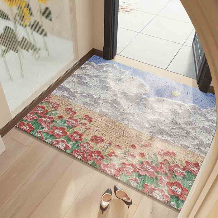 Red Flower Field Door Mat