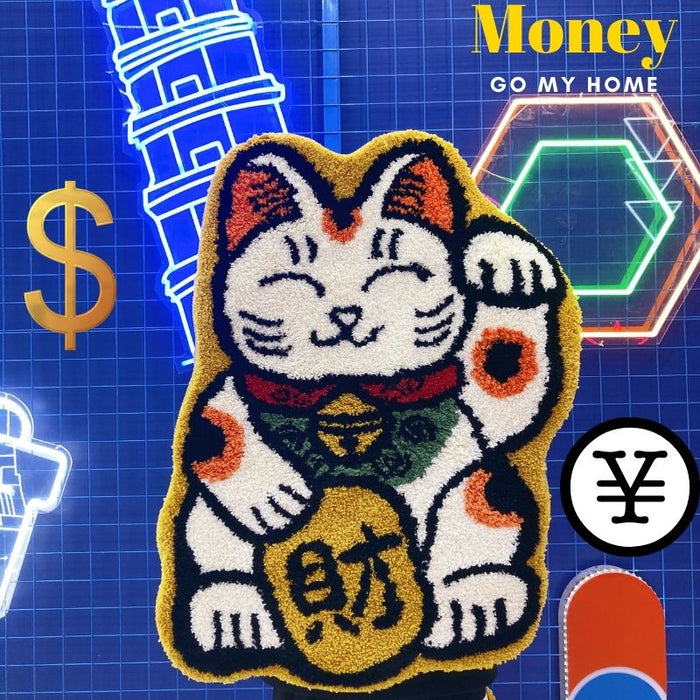 Feblilac Japanese Style Fortune Cat Bathroom Mat 70x93cm