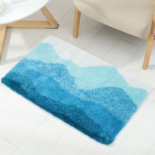 Feblilac Blue Gradient Mountain Tufted Bath Mat