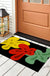 Feblilac Red Yellow and Green Three Flowers PVC Coil Door Mat