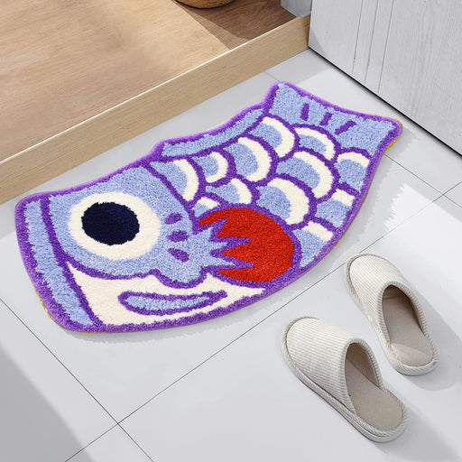 Feblilac Cute Red and Purple Koi Fish Bath Mat