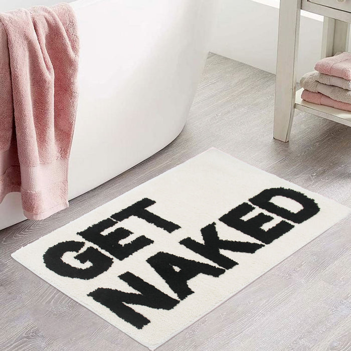Feblilac Beige Get Naked Bath Mat, Cute Bathroom Rug