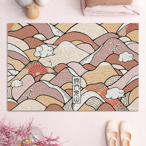 Feblilac Japanese Style Pink Mountain Entrance Door Mat