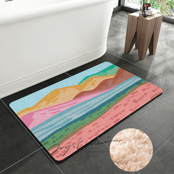 Feblilac Pink Mountains Tufted Bath Mat