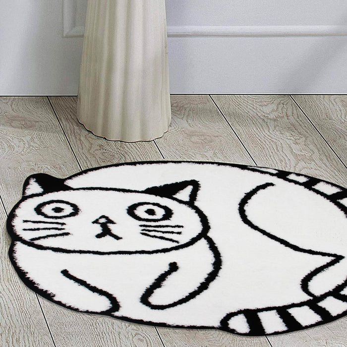 Black and White Cute Cat Bath Mat