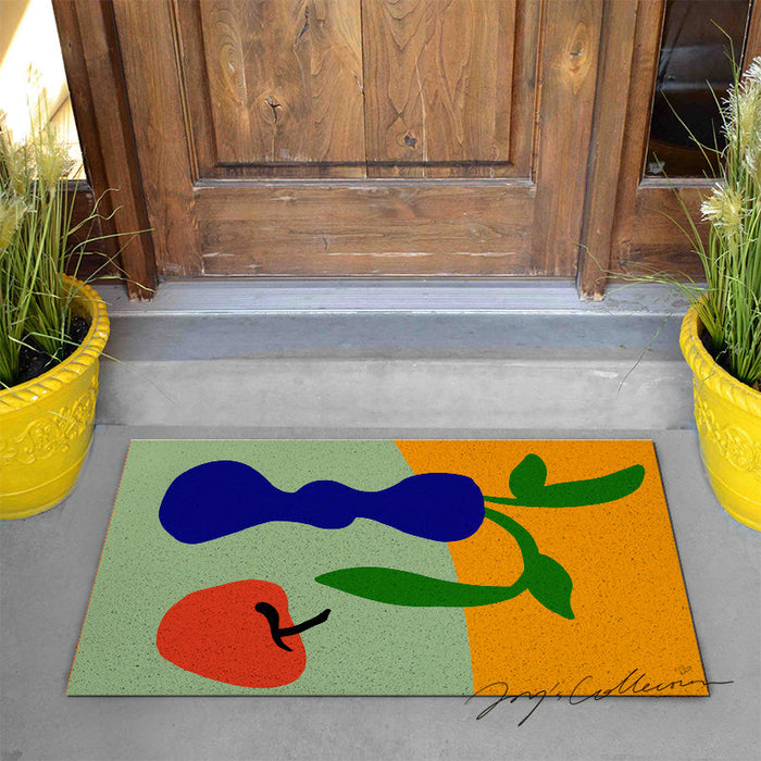 Feblilac Blue Vase and Apple PVC Coil Door Mat