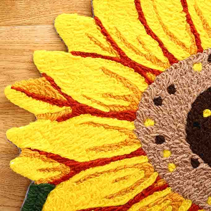 Feblilac Woven Acrylic Fibers Sunflower Door Mat