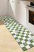 Feblilac Green and White Grid and Teddy Bear PVC Leather Kitchen Mat