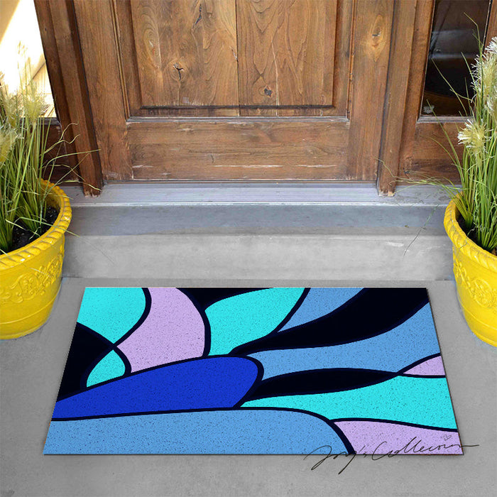 Feblilac Colorful Abstract Sea Geometric PVC Coil Door Mat