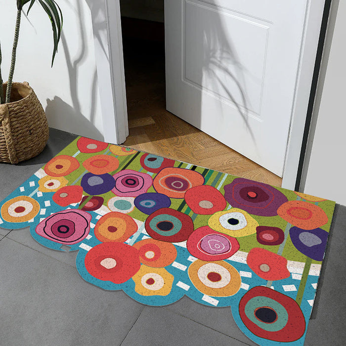 Colorful Garden PVC Coil Door Mat, Floral Rug for Entry Door