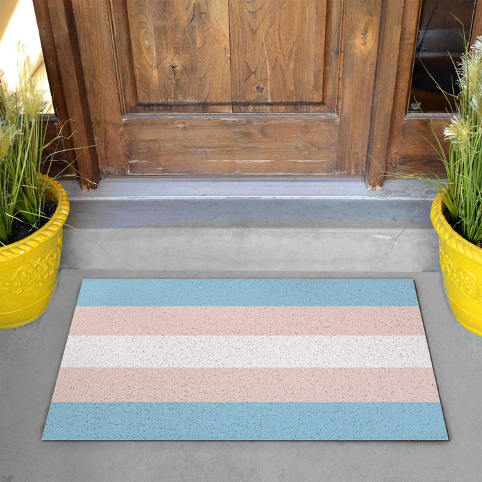 Feblilac Pink Blue White LGBT Flag PVC Coil Door Mat