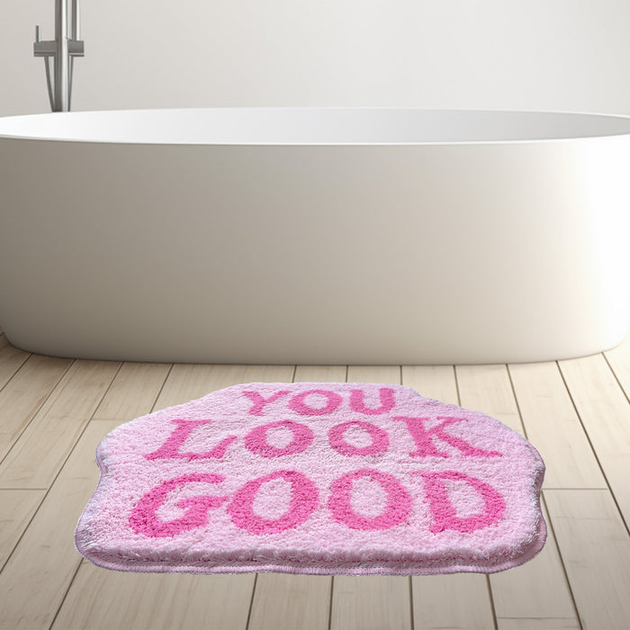 Feblilac Pink You Look Good Tufted Bath Mat