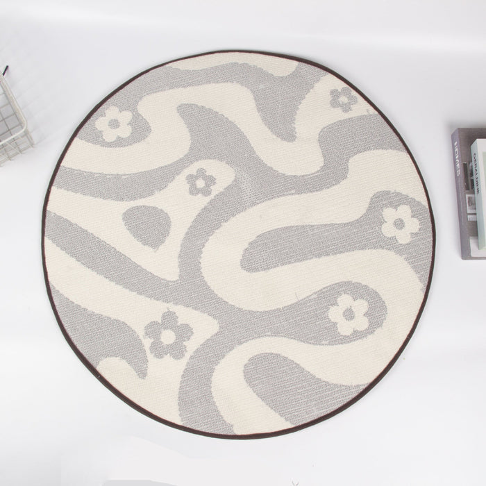 Feblilac Round Dizzy Flower Bath Area Mat 31"x31", 80cmx80cm