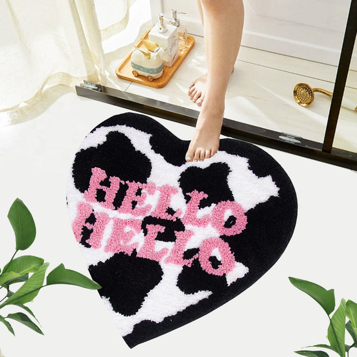 Feblilac Heart-shaped Letter Pattern Tufted Bath Mat