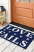 Feblilac Blue Background Love Never Falls PVC Coil Door Mat