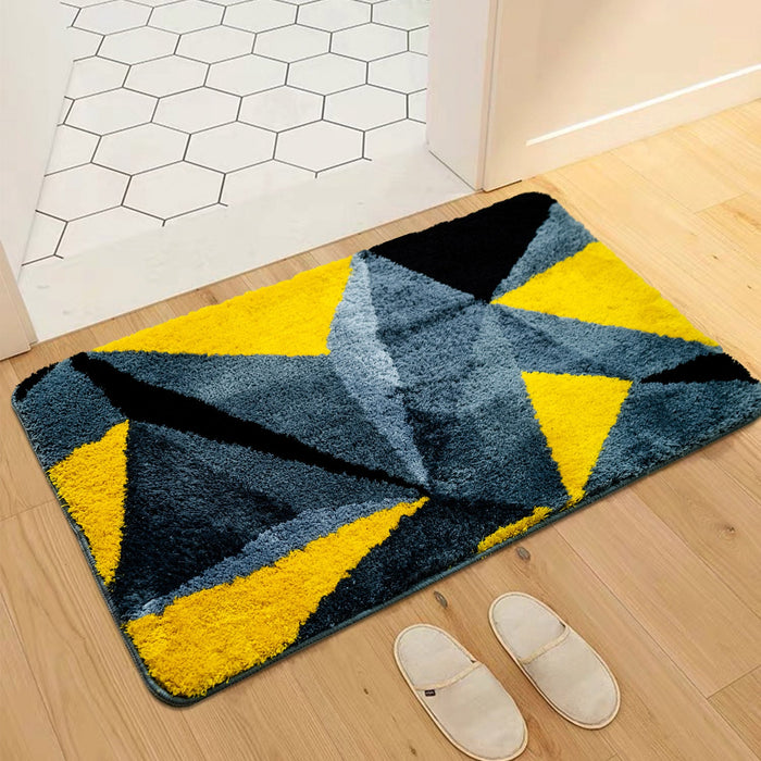 Feblilac Black Gold Triangle Tufted Bath Mat