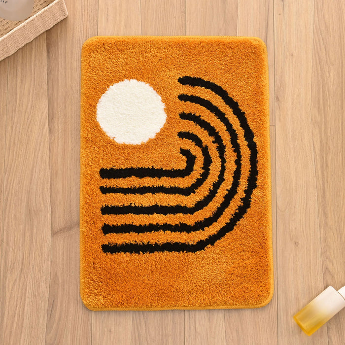 Feblilac Orange Sun Curves Tufted Bath Mat Mom‘s Day Gift