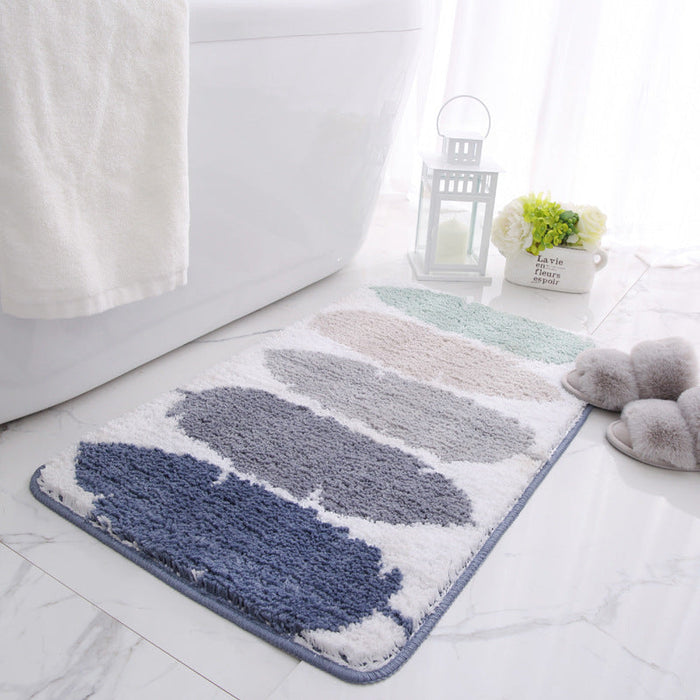 Feblilac Blue Green Grey Banana Leaves Bath Mat