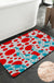 Feblilac Red and Blue Polka Dot Tufted Bath Mat