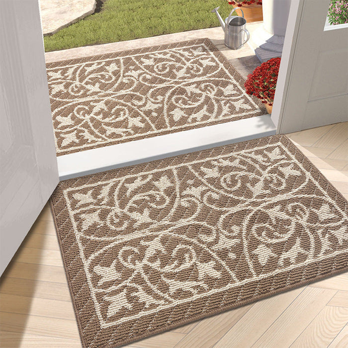 Feblilac Flower Pattern Polypropylene Door Mat