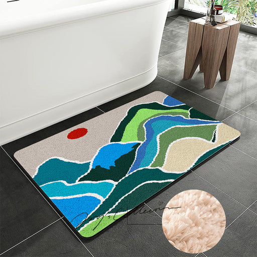 Feblilac Green Mountains and Rivers Tufted Bath Mat