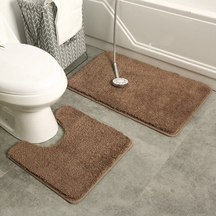 Feblilac Solid Tufted Bathroom Mat Toilet U-Shaped Floor Mat