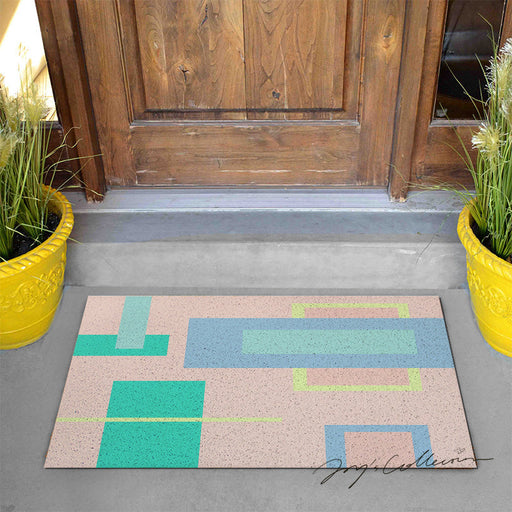 Feblilac Big Squares Geometric PVC Coil Door Mat