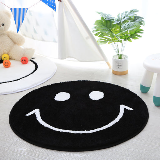 Feblilac Smiling Face Tufted Cushion Area Rug, Mat for Bedroom