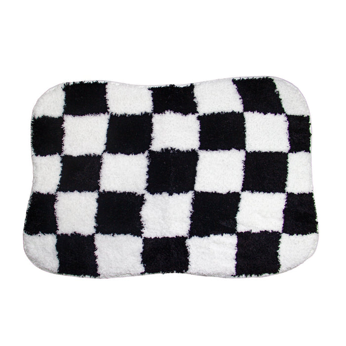 Feblilac Irregular Checkerboard Tufted Bath Mat