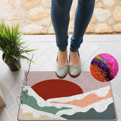 Feblilac Snow Mountain and Red Sun Nylon Door Mat