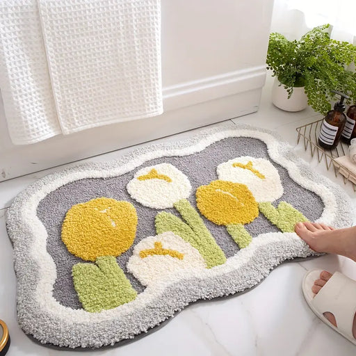 Feblilac Beam Flower Bath Mat Home Decor