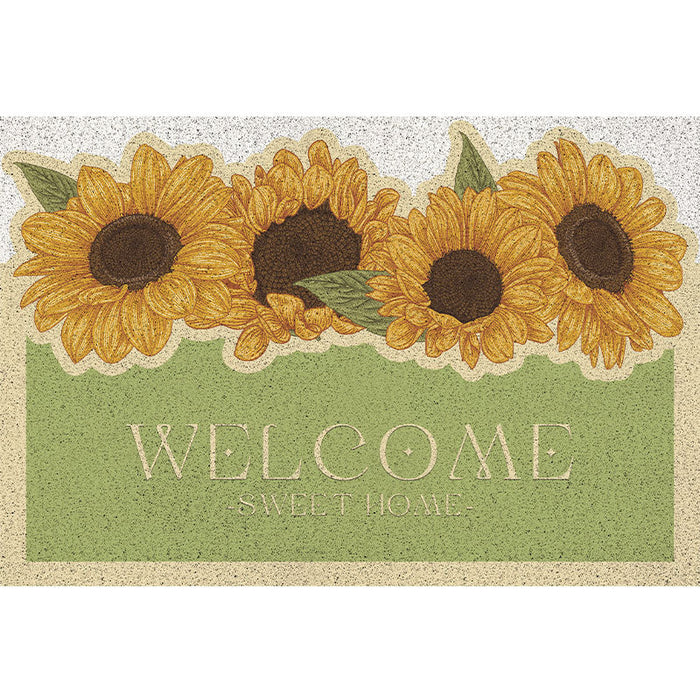 Feblilac Warm Rectangular Big Sunflower Garden PVC Coil Door Mat