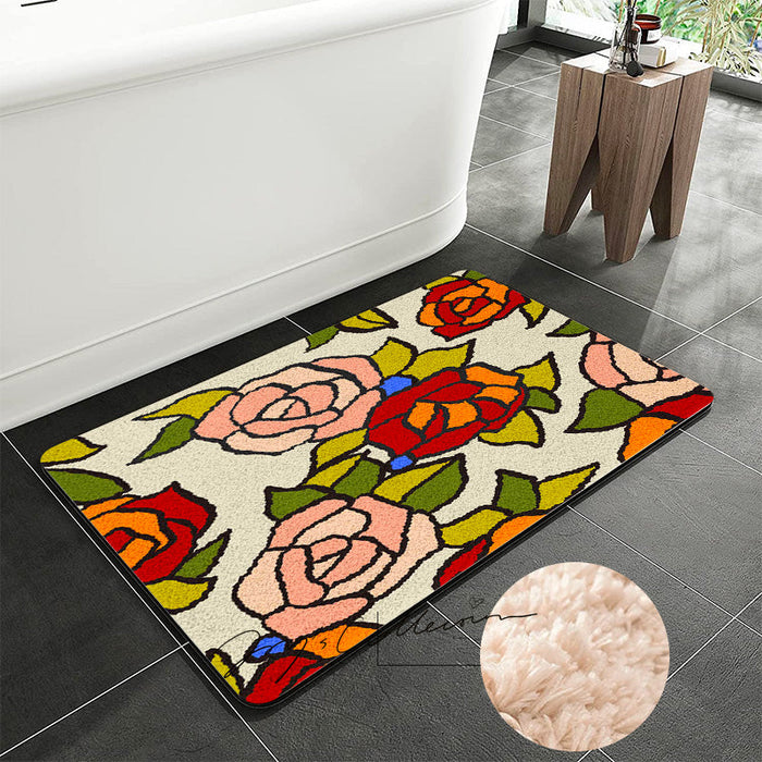 Feblilac Beautiful Rose Garden Tufted Bath Mat