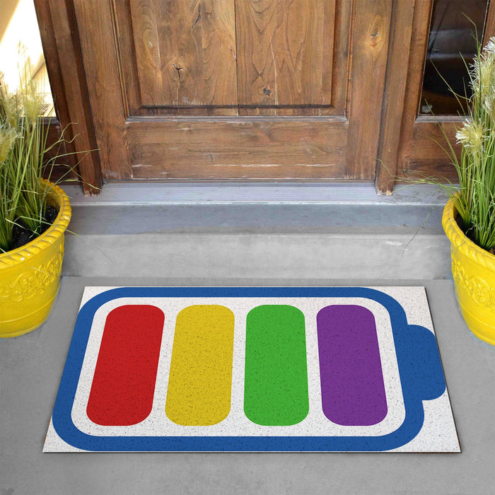 Feblilac Rainbow Battery PVC Coil Door Mat