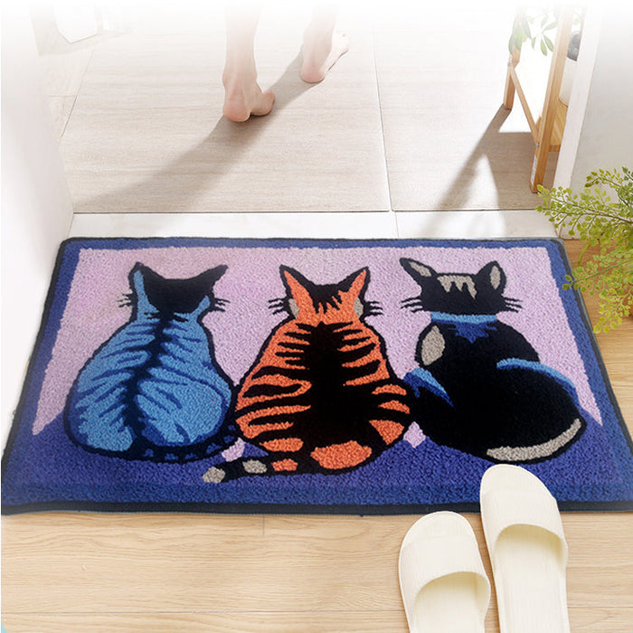 Feblilac Cute Three Cats Tufted Bath Mat