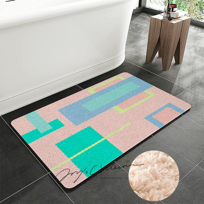 Feblilac Geometric Big Squares Geometric Tufted Bath Mat