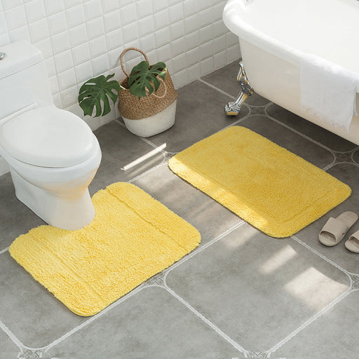 Feblilac Square Solid Tufted Bathroom Mat Toilet U-Shaped Floor Mat