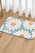 Feblilac Cute White Blue Daisy Flower Bath Mat, Multiple Colors Available