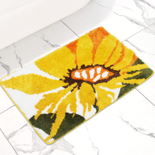 Feblilac Rectangular Sunflower Tufted Bath Mat @Joy's design