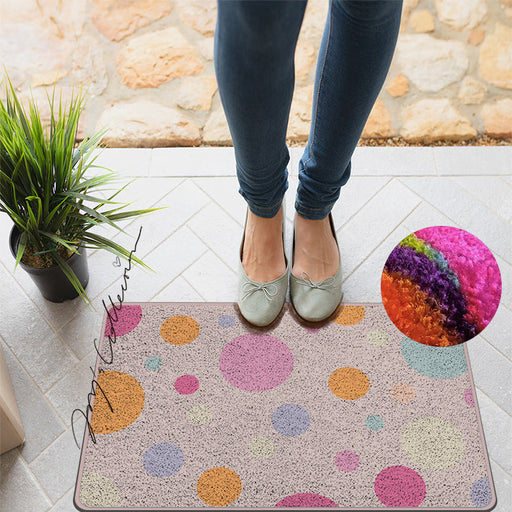 Feblilac Pink Polka Dots Geometric Nylon Door Mat