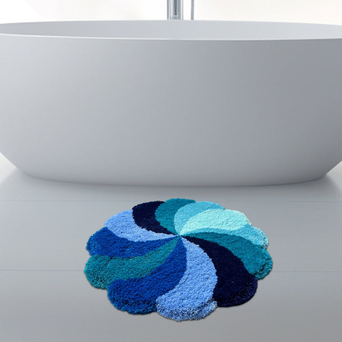 Feblilac Blue and Purple Rotating Windmill Tufted Bath Mat