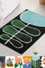 Feblilac Blue Green Black Leaves and Flower Bath Mat