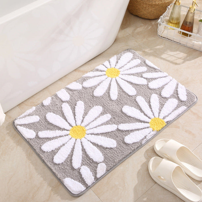 Feblilac Cute Daisy Bathmat, Pink/Blue/Green/Beige/Grey Floral Bathroom Rug