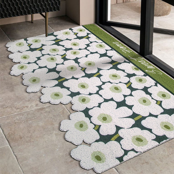 Feblilac Cute Red Flower Cutting Entrance Door Mat