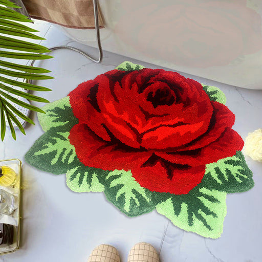 Feblilac Red Rose Tufted Bathmat