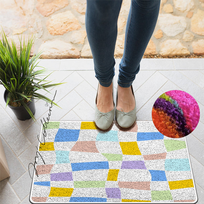 Feblilac Colorful Distorted Square Geometric Nylon Door Mat