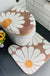 Feblilac Brown Daisy Bath Mat Set, Flower Floral Bathroom Rug Set, Toilet Cover Mat