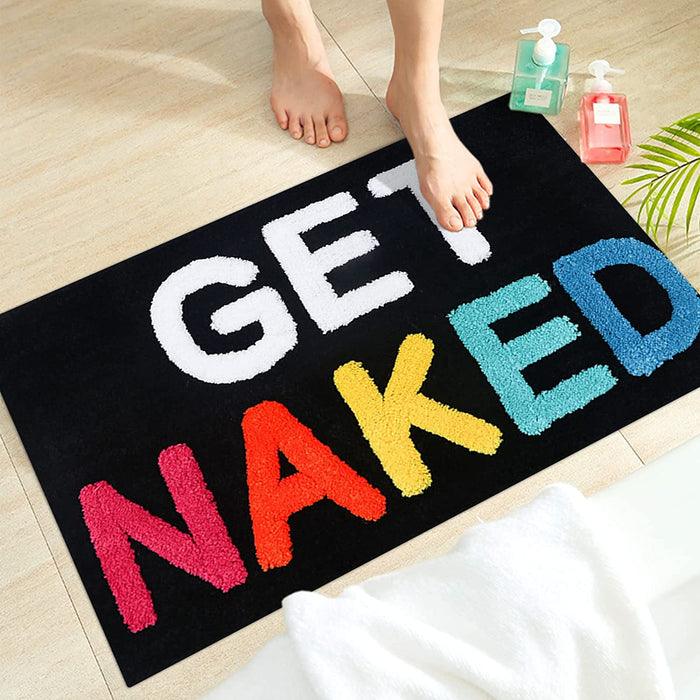 Feblilac Colorful Get Naked Black Ground Bathroom Mat 50x80cm